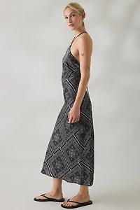 Lulus Tate Bandana Print Y-Neck Halter Midi Dress