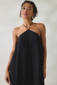 Lulus Chessie Y-Neck Halter Asymmetric Hanky Hem Midi Dress