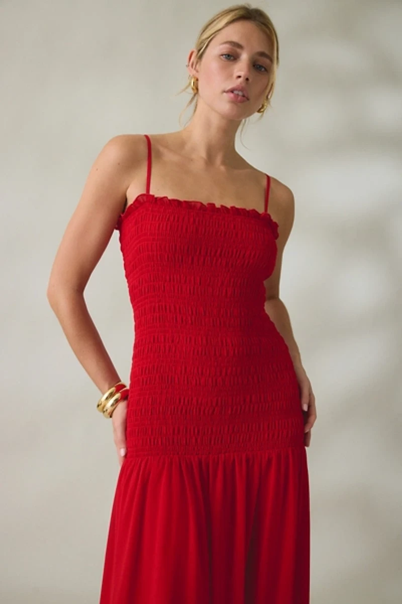 Lulus Banks Smocked Drop Waist Maxi Dress