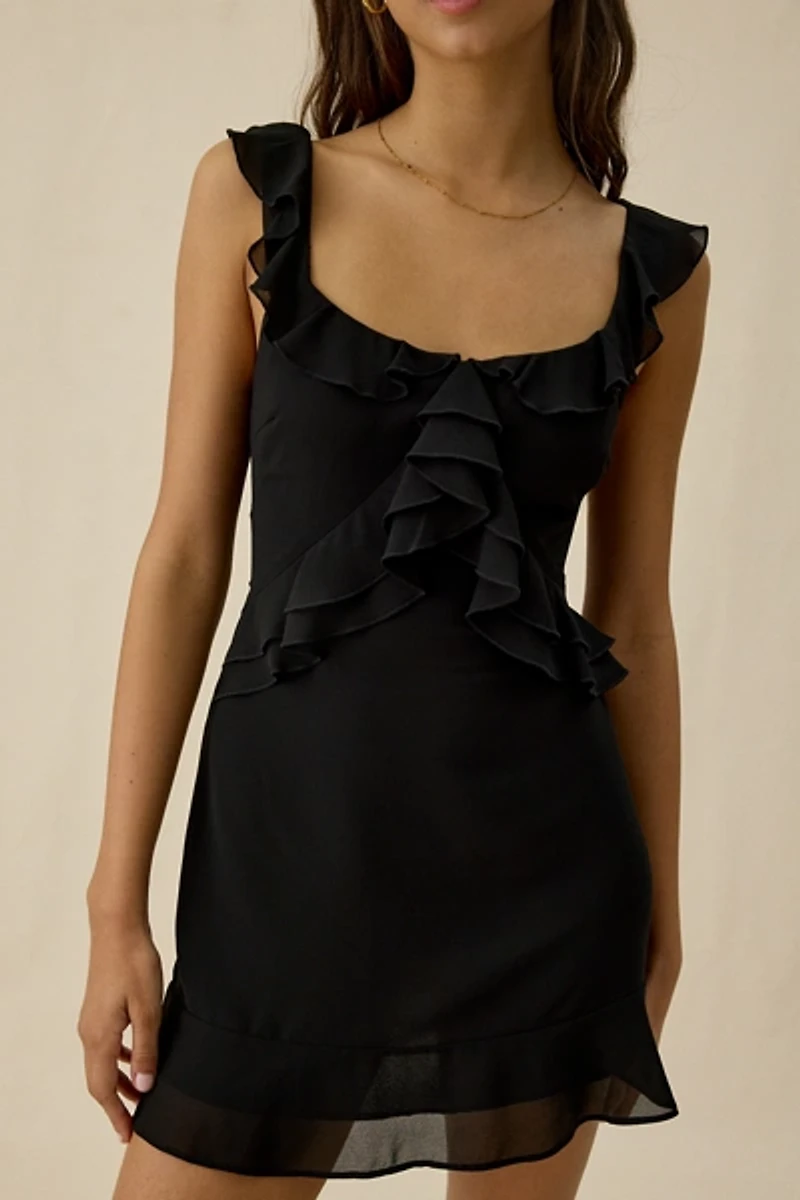 Lulus Trinity Tie-Back Ruffle Mini Dress