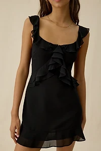 Lulus Trinity Tie-Back Ruffle Mini Dress