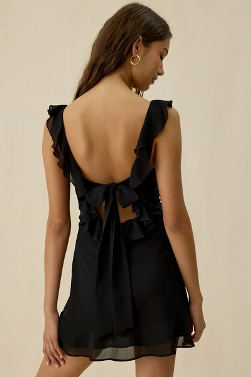 Lulus Trinity Tie-Back Ruffle Mini Dress
