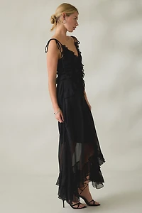 Lulus Jamie Tie-Strap Ruffle High-Low Maxi Dress