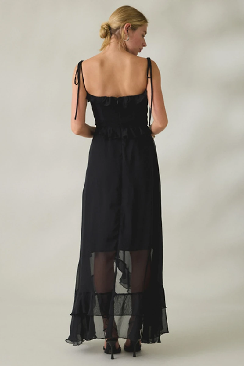 Lulus Jamie Tie-Strap Ruffle High-Low Maxi Dress