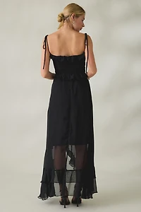 Lulus Jamie Tie-Strap Ruffle High-Low Maxi Dress