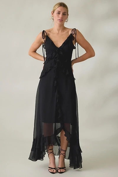 Lulus Jamie Tie-Strap Ruffle High-Low Maxi Dress