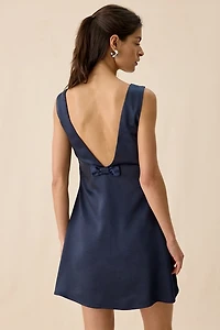 Lulus Quincy Low V-Back Bow Detail Mini Dress