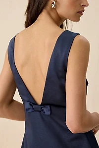 Lulus Quincy Low V-Back Bow Detail Mini Dress