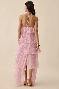 Lulus Maisie Y-Neck Halter Tiered Ruffle Maxi Dress
