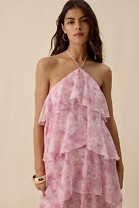 Lulus Maisie Y-Neck Halter Tiered Ruffle Maxi Dress