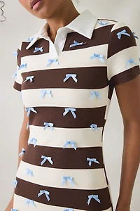 Jacquie The Label Bianca Bow Detail Polo Mini Dress