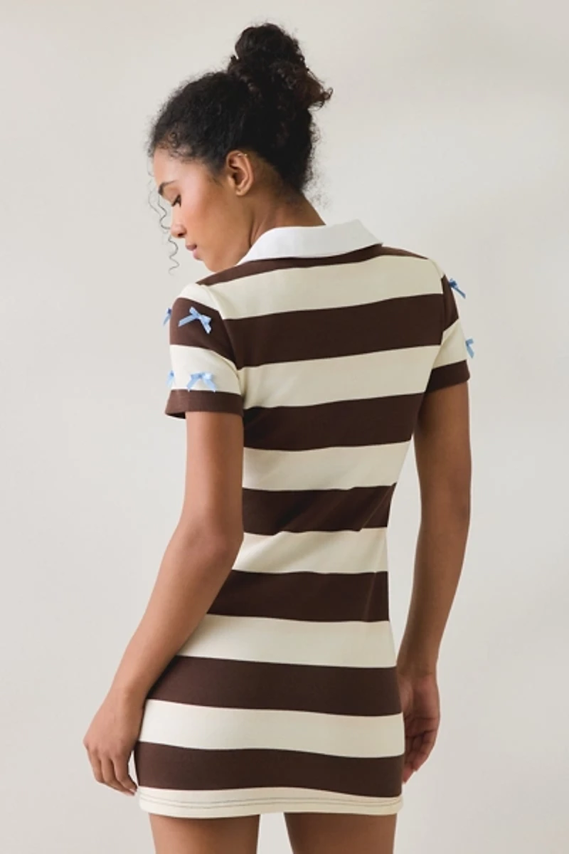Jacquie The Label Bianca Bow Detail Polo Mini Dress
