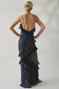 Jacquie The Label Santorini Asymmetric Ruffle Maxi Dress