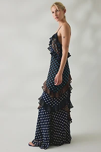 Jacquie The Label Santorini Asymmetric Ruffle Maxi Dress