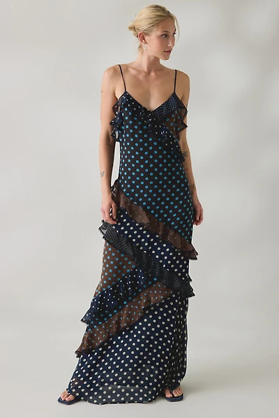 Jacquie The Label Santorini Asymmetric Ruffle Maxi Dress