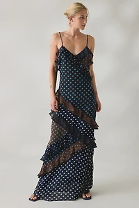 Jacquie The Label Santorini Asymmetric Ruffle Maxi Dress