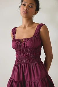 NIA Salt Scoop Neck Smocked Mini Dress