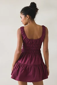 NIA Salt Scoop Neck Smocked Mini Dress
