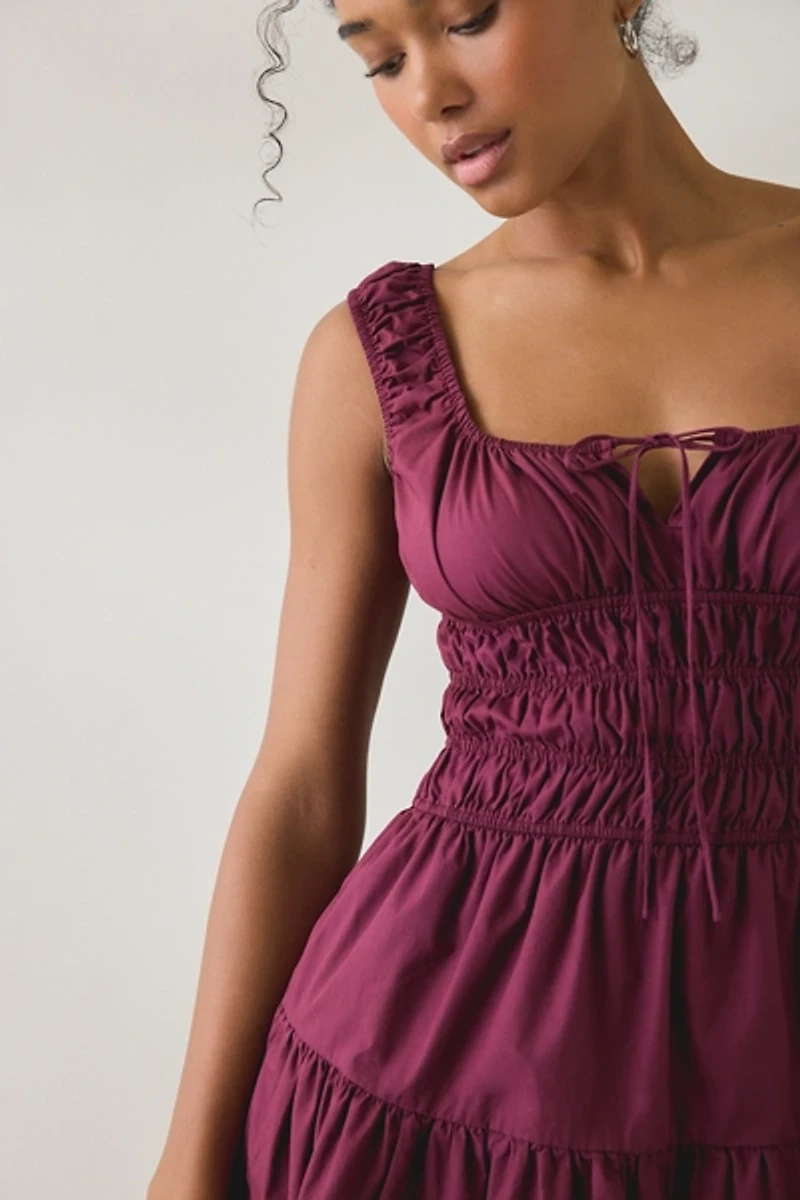 NIA Salt Scoop Neck Smocked Mini Dress