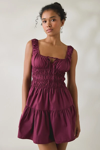 NIA Salt Scoop Neck Smocked Mini Dress