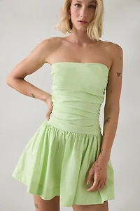 NIA Currant Ruched Drop Waist Strapless Mini Dress