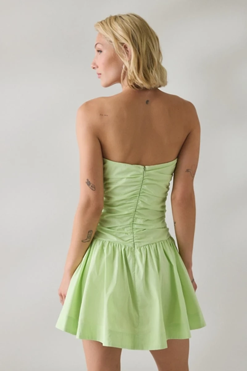 NIA Currant Ruched Drop Waist Strapless Mini Dress