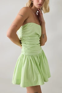 NIA Currant Ruched Drop Waist Strapless Mini Dress