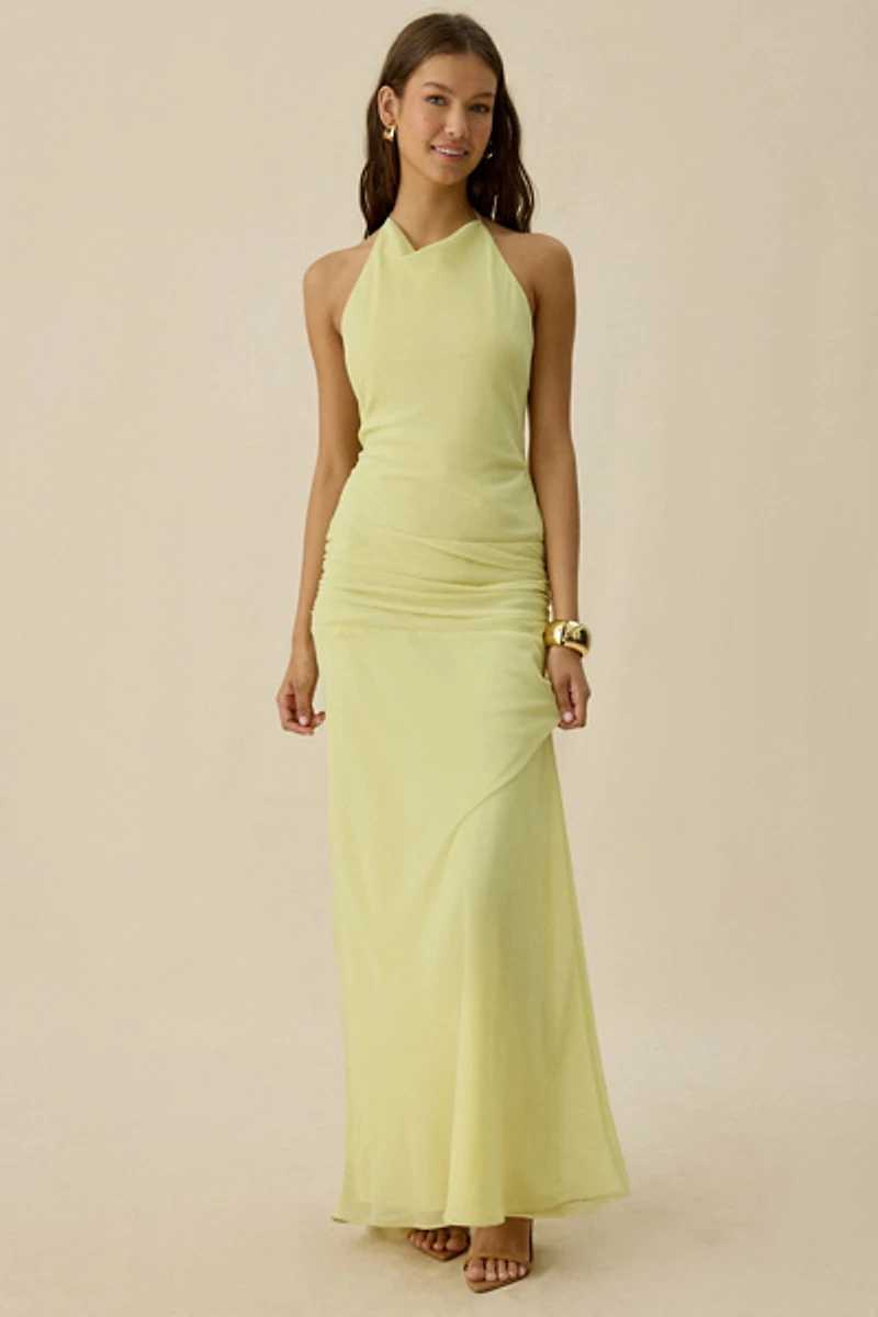 NIA Giulia Sleeveless High Neck Halter Maxi Dress