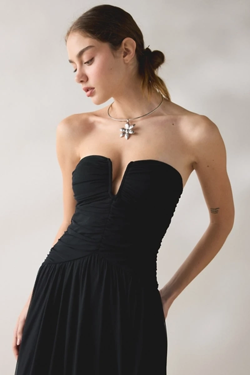 NIA Beverly Ruched Strapless Maxi Dress