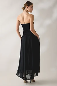 NIA Beverly Ruched Strapless Maxi Dress