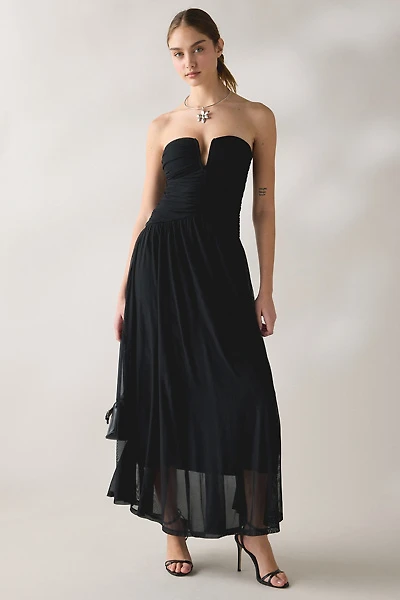 NIA Beverly Ruched Strapless Maxi Dress