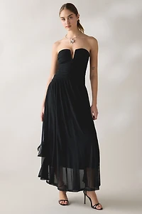 NIA Beverly Ruched Strapless Maxi Dress
