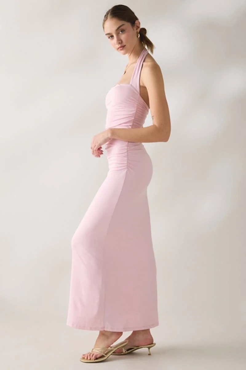 NIA Aliento Ruched Halter Neck Maxi Dress