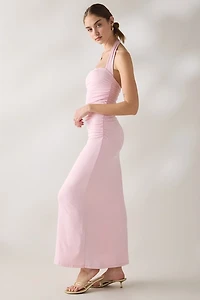 NIA Aliento Ruched Halter Neck Maxi Dress