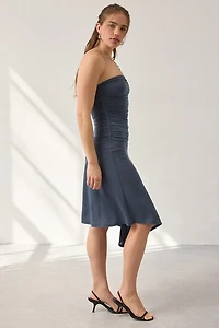 NIA Sabela Asymmetric Hanky Hem Strapless Midi Dress