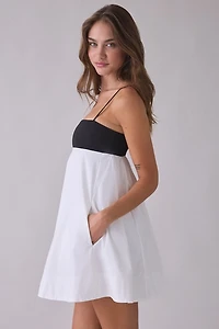 NIA Girasol Colorblock Spaghetti Strap Babydoll Mini Dress
