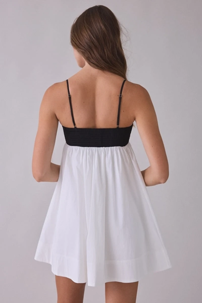 NIA Girasol Colorblock Spaghetti Strap Babydoll Mini Dress