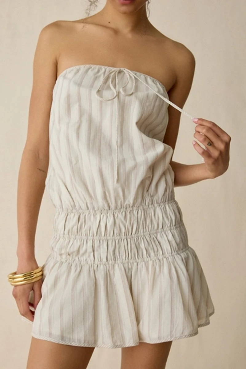 NIA Mara Ruched Drop Waist Strapless Mini Dress