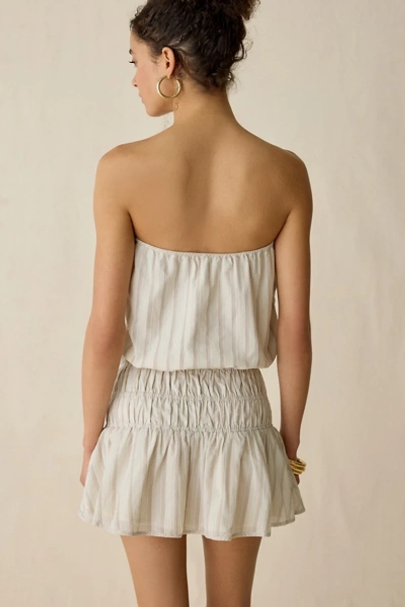 NIA Mara Ruched Drop Waist Strapless Mini Dress