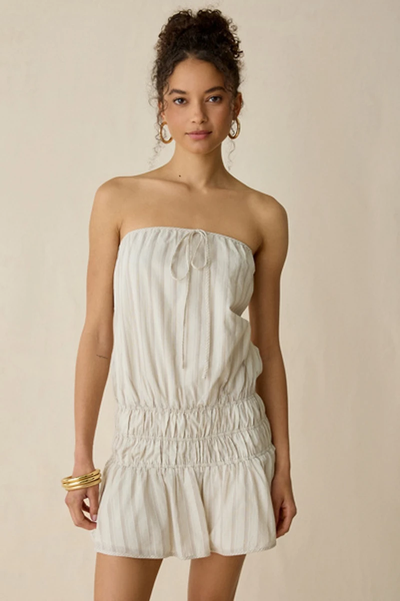 NIA Mara Ruched Drop Waist Strapless Mini Dress