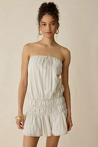 NIA Mara Ruched Drop Waist Strapless Mini Dress