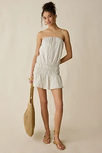 NIA Mara Ruched Drop Waist Strapless Mini Dress