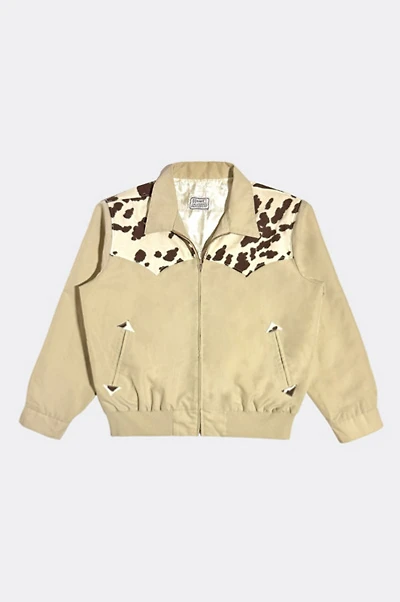 Vintage 1970's H Bar C Cow Print Yoke Western Bomber Jacket