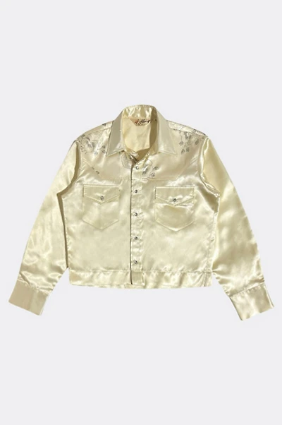 Vintage 1970's Flamingo Satin Floral Print Western Pearl Snap Jacket