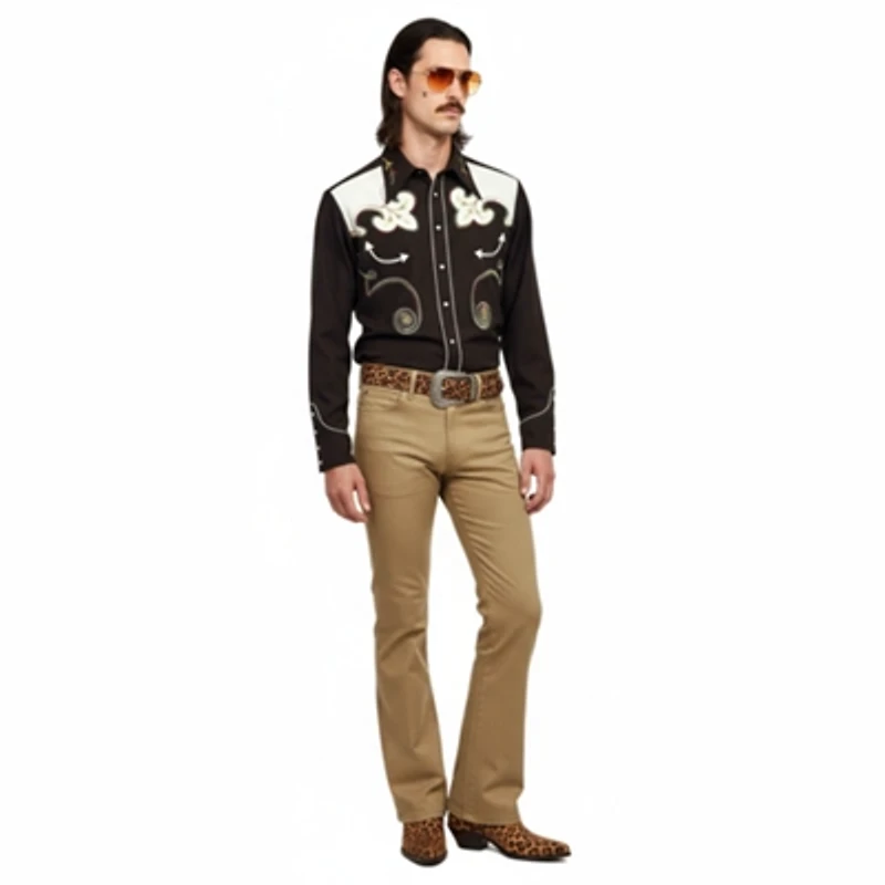 Vintage 1970's H Bar C Chainstitched Western Pearl Snap Shirt