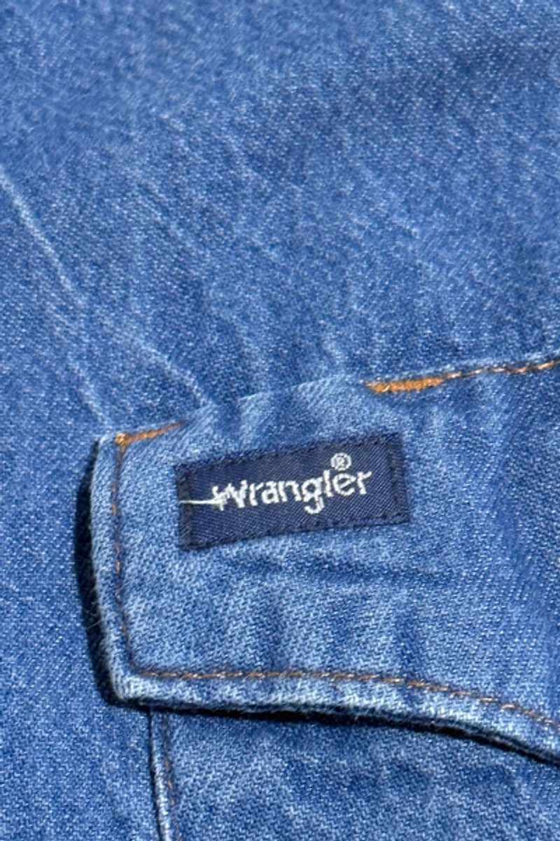 Vintage 1990's Wrangler Chainstitched Western Pearl Snap Denim Shirt