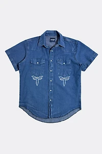 Vintage 1990's Wrangler Chainstitched Western Pearl Snap Denim Shirt