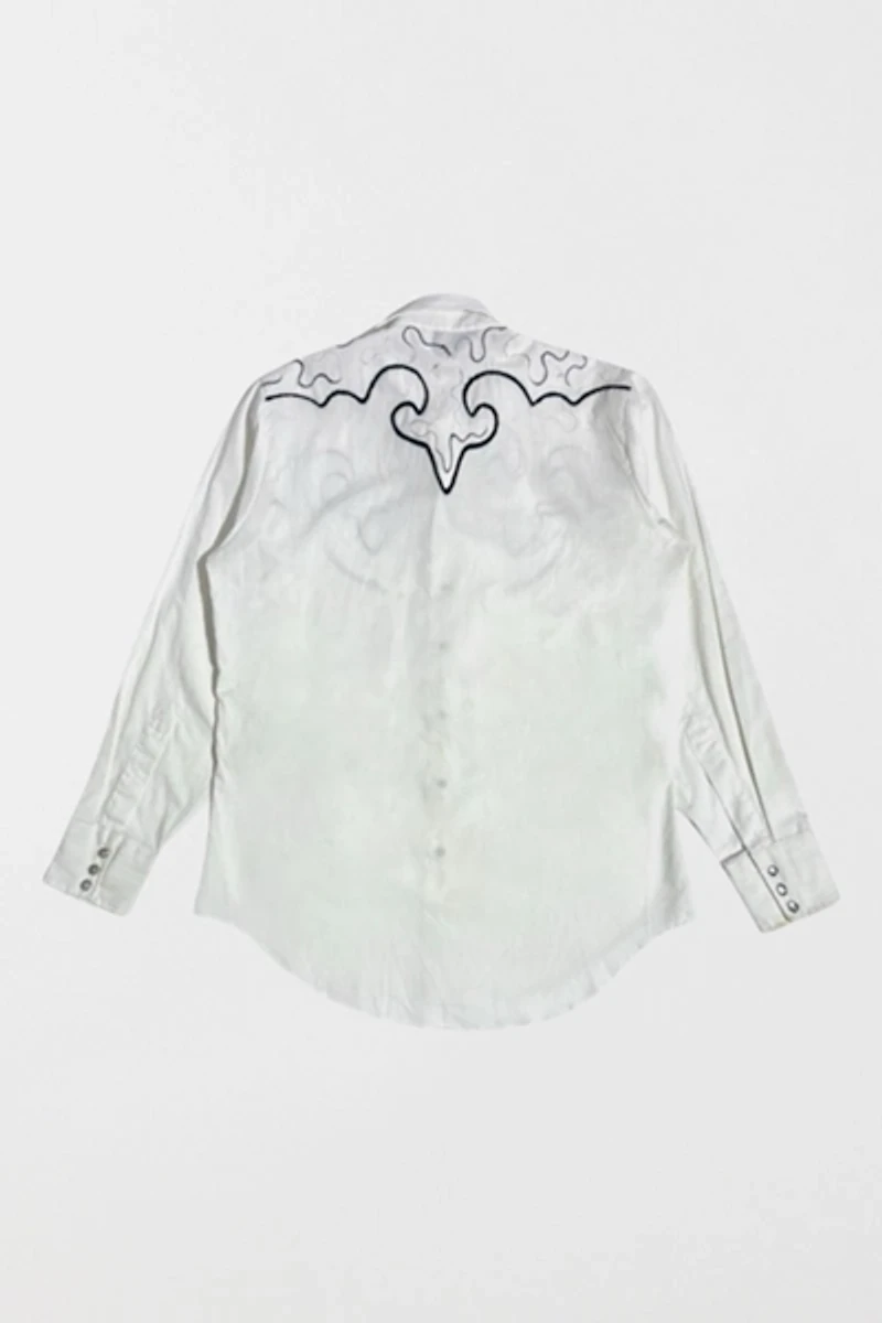 Vintage 1970's Wrangler Chainstitched Western Smile Pocket Pearl Snap Shirt