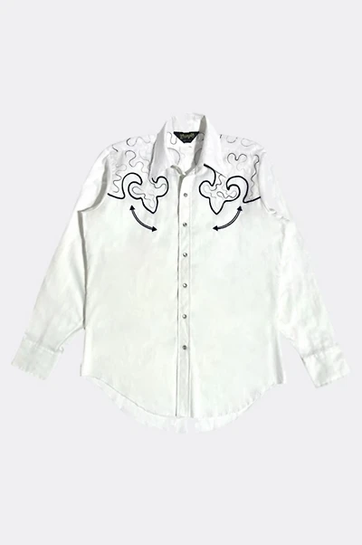 Vintage 1970's Wrangler Chainstitched Western Smile Pocket Pearl Snap Shirt