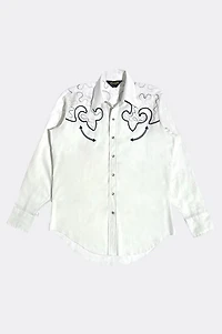 Vintage 1970's Wrangler Chainstitched Western Smile Pocket Pearl Snap Shirt